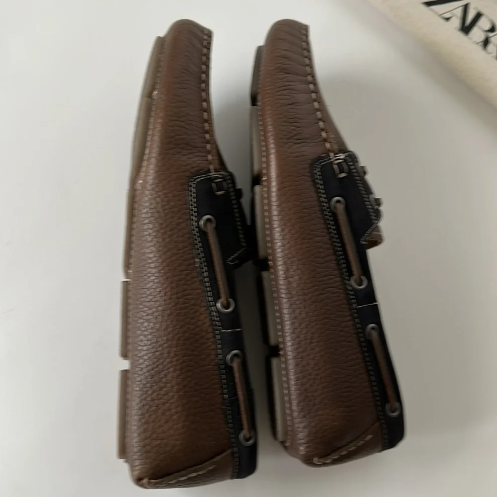 Zara Men's Brown and Black Loafers